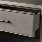 Malone Solid Wood Open Nightstand with 3-Drawers Cabinet Shagreen Leather Nightside Table