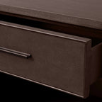 Malone Solid Wood Open Nightstand with 3-Drawers Cabinet Shagreen Leather Nightside Table