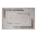 Tapis de zone neutre abstrait Meilade encadré avec cadre moderne de luxe léger avec tapis de style superposé