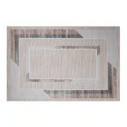 Tapis de zone neutre abstrait Meilade encadré avec cadre moderne de luxe léger avec tapis de style superposé