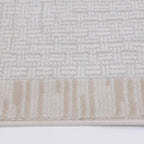 Tapis de zone neutre abstrait Meilade encadré avec cadre moderne de luxe léger avec tapis de style superposé
