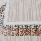 Tapis de zone neutre abstrait Meilade encadré avec cadre moderne de luxe léger avec tapis de style superposé