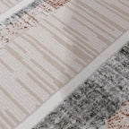 Tapis de zone neutre abstrait Meilade encadré avec cadre moderne de luxe léger avec tapis de style superposé
