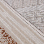 Tapis de zone neutre abstrait Meilade encadré avec cadre moderne de luxe léger avec tapis de style superposé