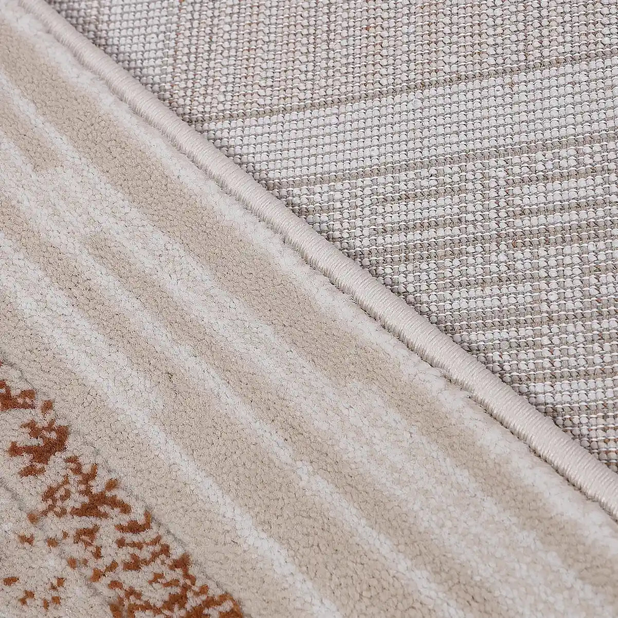 Tapis de zone neutre abstrait Meilade encadré avec cadre moderne de luxe léger avec tapis de style superposé