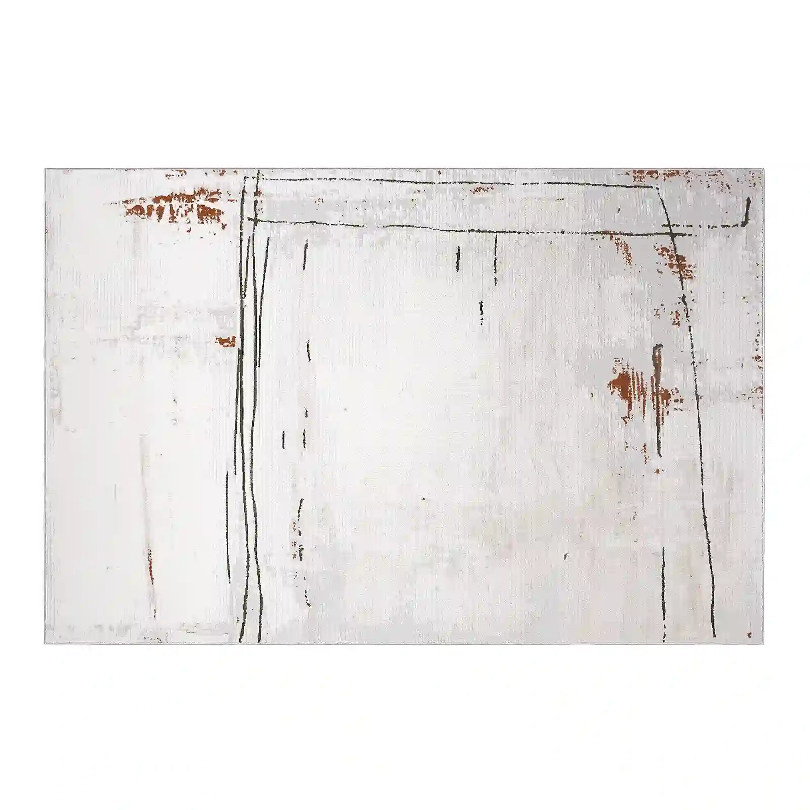 Meilade Linear Frame Abstract Ivory Area Rug with Artistic Retro & Minimalist Casual Carpet Modern Linear Frame Style