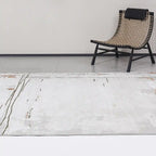 Meilade Linear Frame Abstract Ivory Area Rug with Artistic Retro & Minimalist Casual Carpet Modern Linear Frame Style