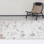 Melade Architectural Lines Zeitgenössischer Teppich in neutralen Farben – Minimalistischer Teppich mit Sinn für Ordnung im modernen architektonischen Linienstil