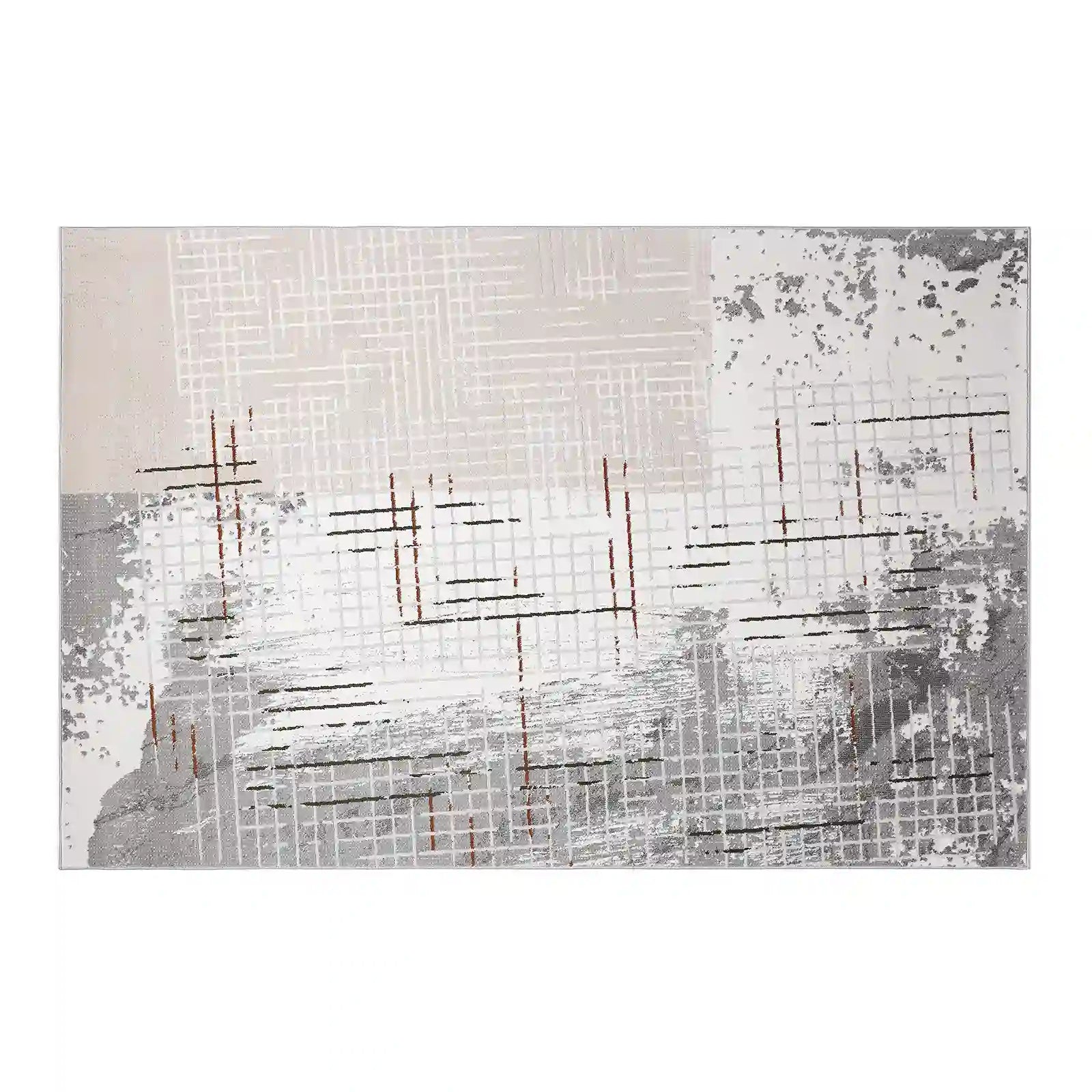 Melard Layered Grid Abstract Neutral Area Rug with Artistic Deconstruction & Spontaneous Sensibility Carpet