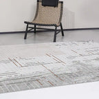 Melard Layered Grid Abstract Neutral Area Rug with Artistic Deconstruction & Spontaneous Sensibility Carpet