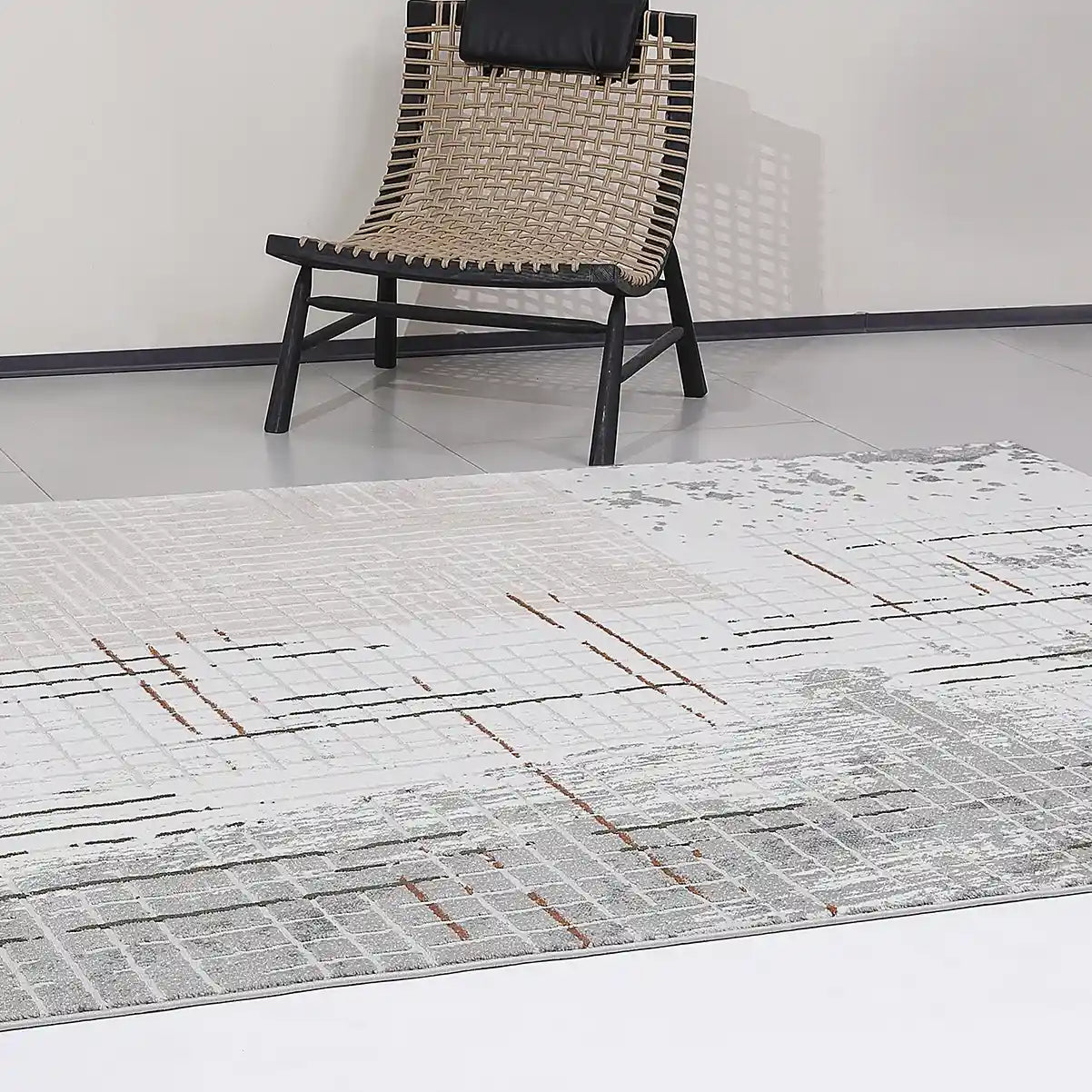 Melard Layered Grid Abstract Neutral Area Rug with Artistic Deconstruction & Spontaneous Sensibility Carpet