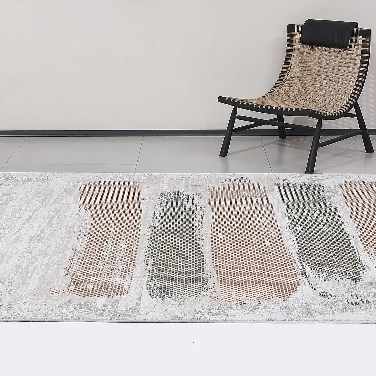 Melard Vertical Block Abstract Textured Area Rug Handmade & Natural Feel Carpet Modern Textured Block Style