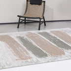 Melard Vertical Block Abstract Textured Area Rug Handmade & Natural Feel Carpet Modern Textured Block Style