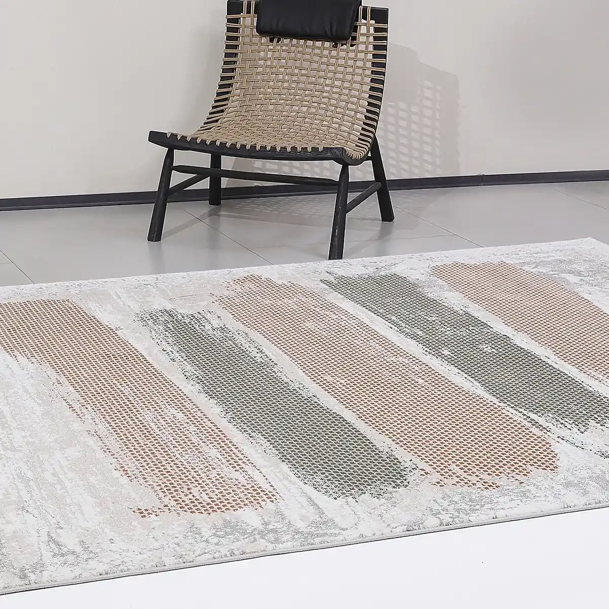 Melard Vertical Block Abstract Textured Area Rug Handmade & Natural Feel Carpet Modern Textured Block Style