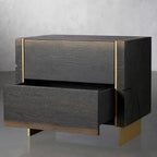 Mihaela Wood Closed Nightstand Retro Oak Nightside Table with One-Drawer Cabinet Barrel Inspired