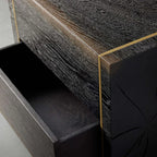 Mihaela Wood Closed Nightstand Retro Oak Nightside Table with One-Drawer Cabinet Barrel Inspired