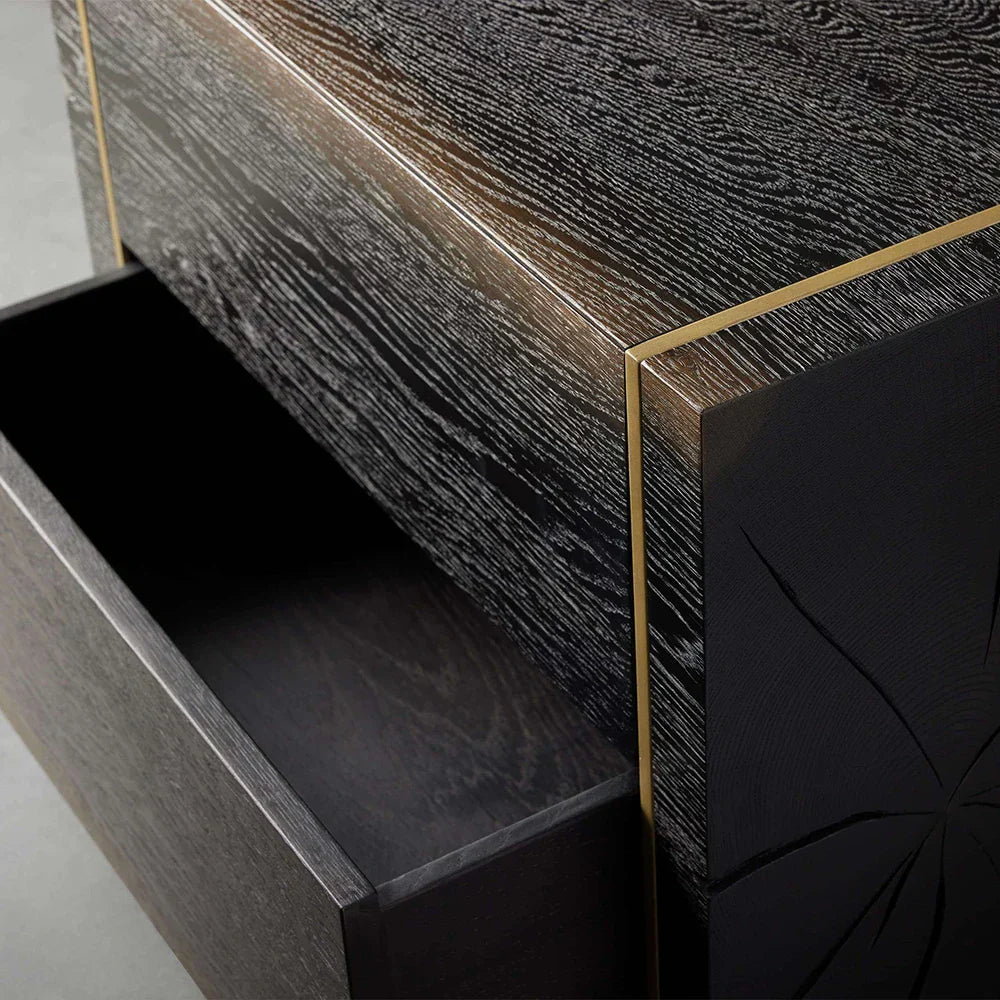 Mihaela Wood Closed Nightstand Retro Oak Nightside Table with One-Drawer Cabinet Barrel Inspired