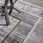 Milano Framed Abstract Neutral Area Rug NeatElegant & Understated Carpet Modern Framed Abstract Minimalist Style