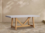Outdoor Dining Table with Stone Top French Beam Base Patio Dining Table