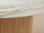 Beaumont Outdoor Teak Round Dining Table with Sintered Stone Top Grade-A Teak Base