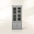 Modulare Vitrine mit Glasfront aus Pappelholz, Bücherregal für den Wohnbereich, Hochschrank aus Pappelholz
