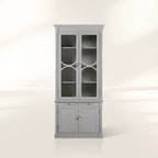 Modulare Vitrine mit Glasfront aus Pappelholz, Bücherregal für den Wohnbereich, Hochschrank aus Pappelholz