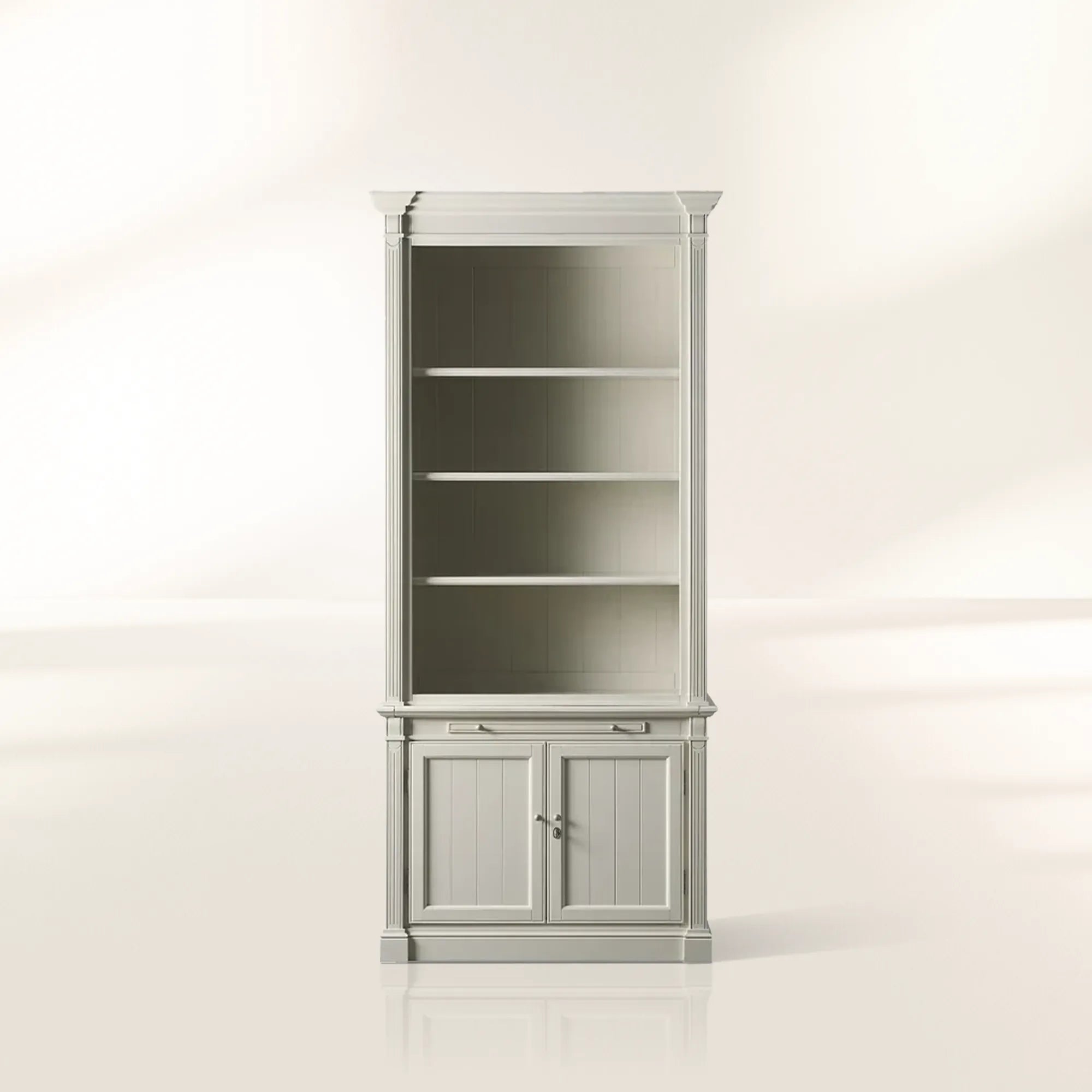 Bibliothèque modulaire en bois d'Athènes, style vintage, armoire haute pour salon.