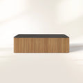Pompeii Outdoor Coffee Table with Charcoal Concrete Top Reeded Base Center Tea Table