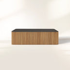 Pompeii Outdoor Coffee Table with Charcoal Concrete Top Reeded Base Center Tea Table