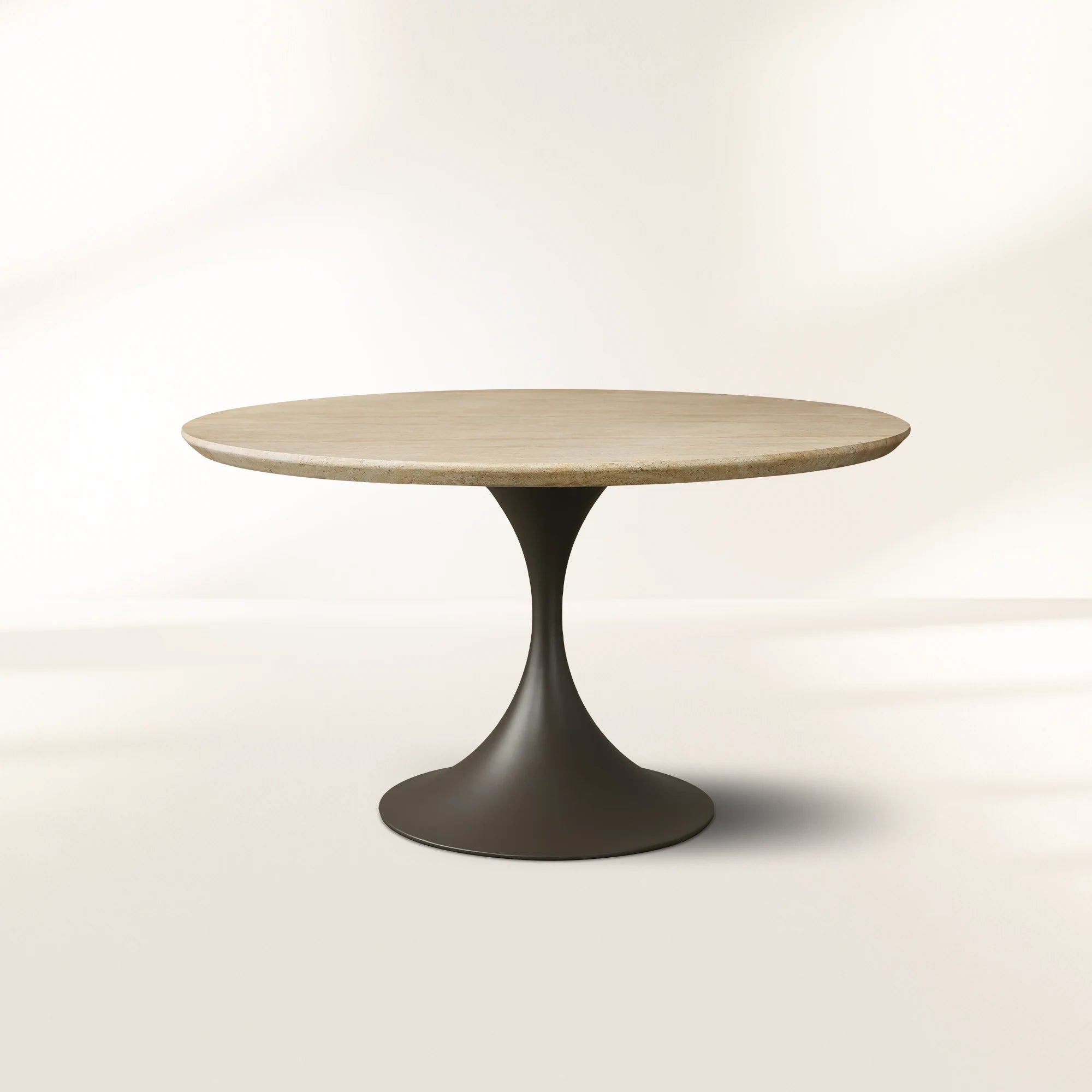 Outdoor Round Dining Table with Stone Top Launette Base