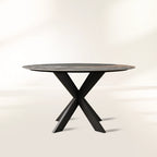 Outdoor Round Dining Table with Stone Top Apex X-Base