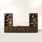 Hattie Arched Glass Cabinet 3-Piece Wall Unit with Oak Media Console
