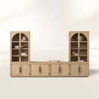 Hattie Arched Glass Cabinet 3-Piece Wall Unit with Oak Media Console