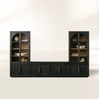 Hattie Arched Glass Cabinet 3-Piece Wall Unit with Oak Media Console
