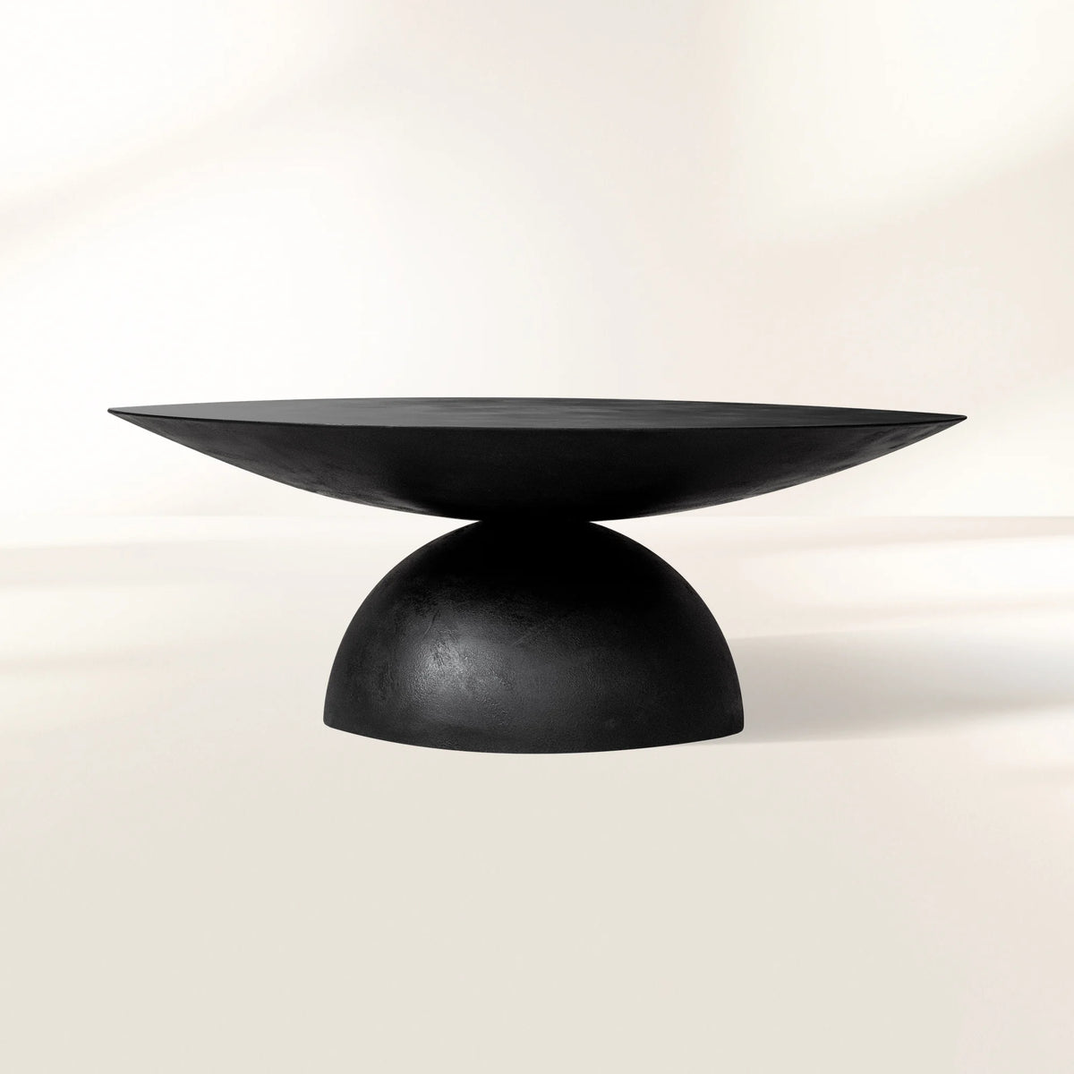 Kyoto Round Coffee Table with Nickel-Plated Cast Aluminum Living Room Metal Center Tea Table Cocktail Table