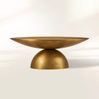 Kyoto Round Coffee Table with Nickel-Plated Cast Aluminum Living Room Metal Center Tea Table Cocktail Table