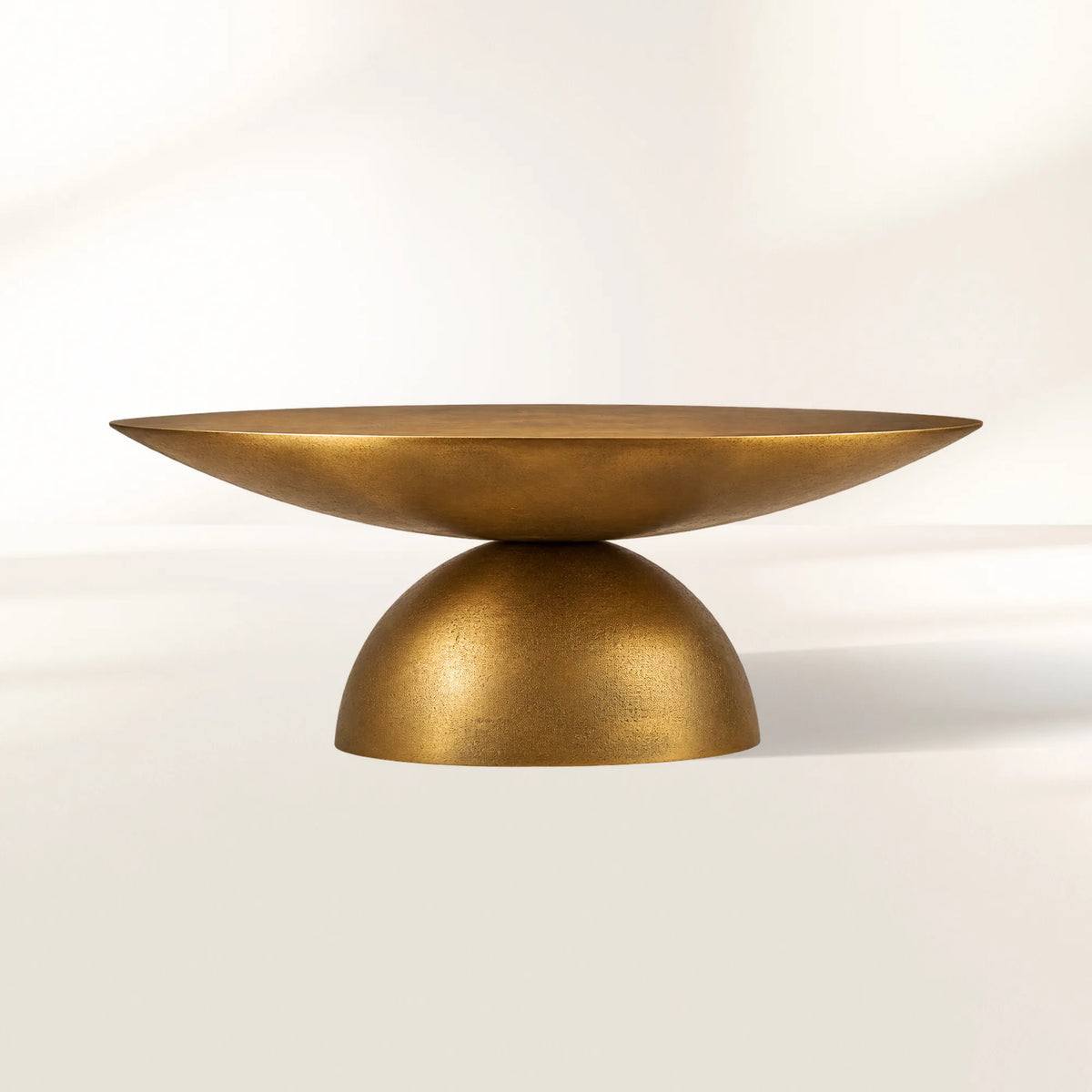 Kyoto Round Coffee Table with Nickel-Plated Cast Aluminum Living Room Metal Center Tea Table Cocktail Table