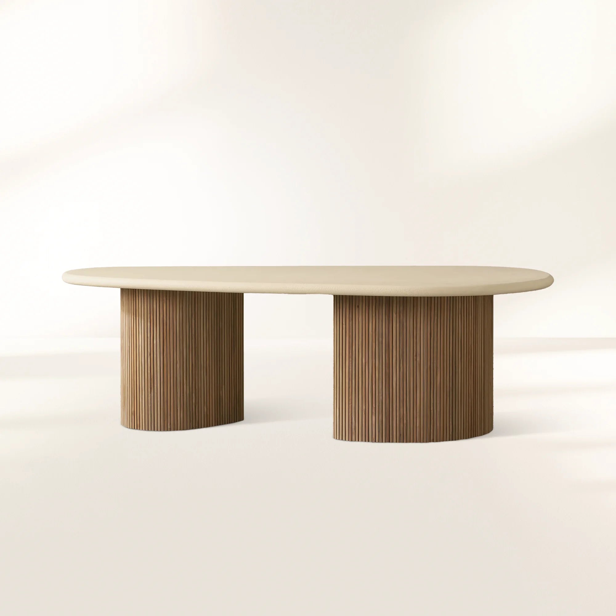 Alesso Outdoor Dining Table Modern Asymmetrical Teak Dining Table