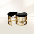 Mandy Twisted Polished Brass Velvet Bedroom Stool