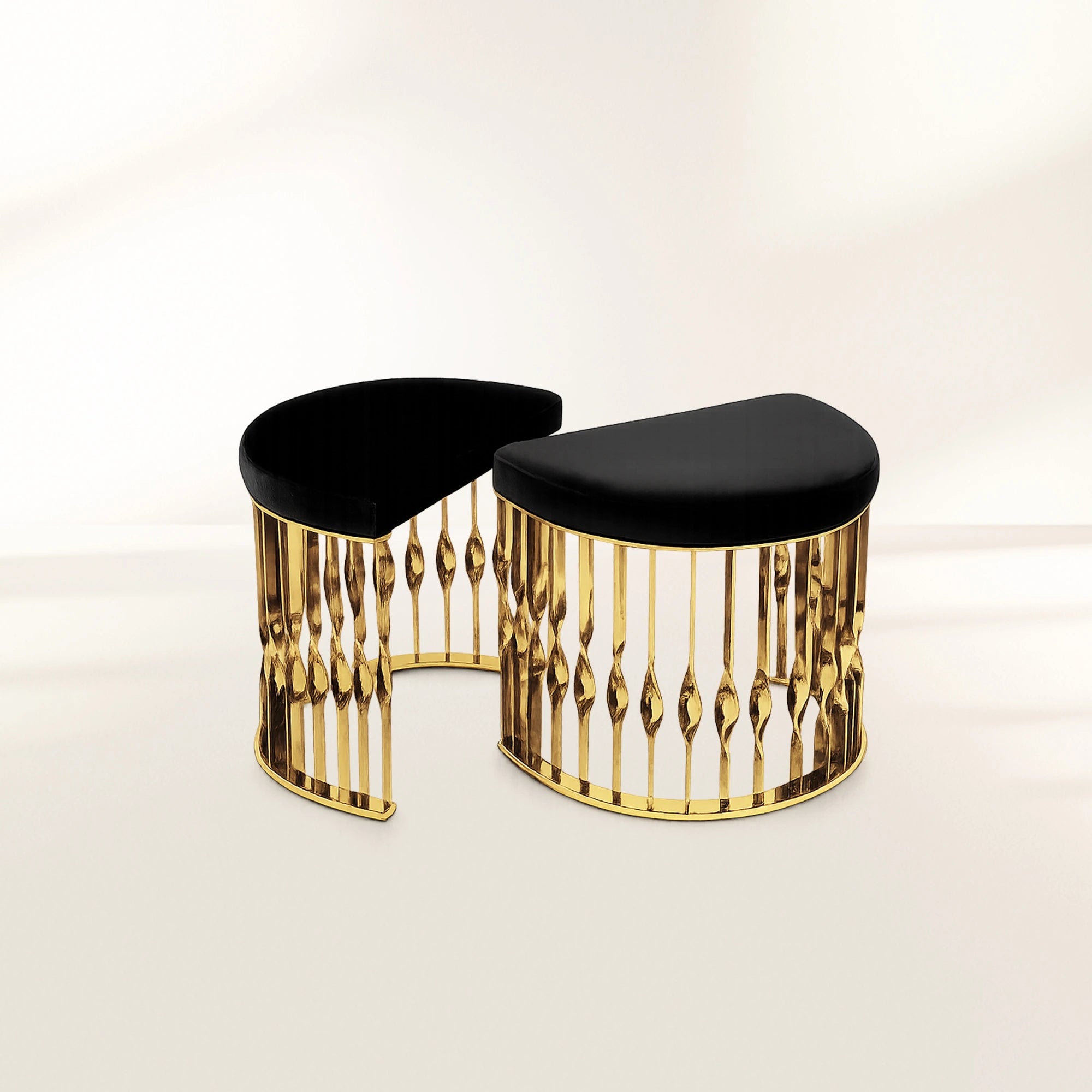 Mandy Twisted Polished Brass Velvet Bedroom Stool