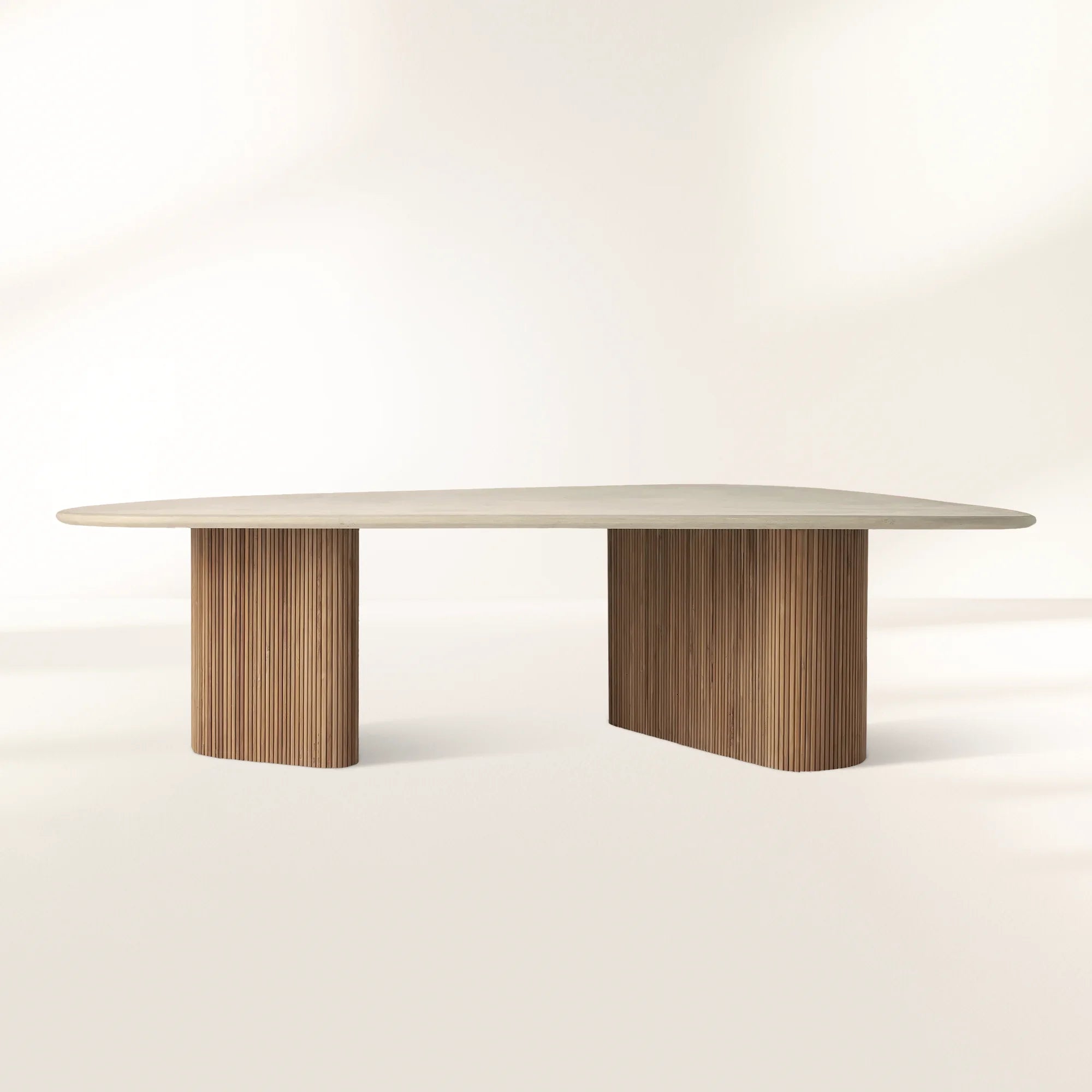 Alesso Outdoor Dining Table Modern Asymmetrical Teak Dining Table