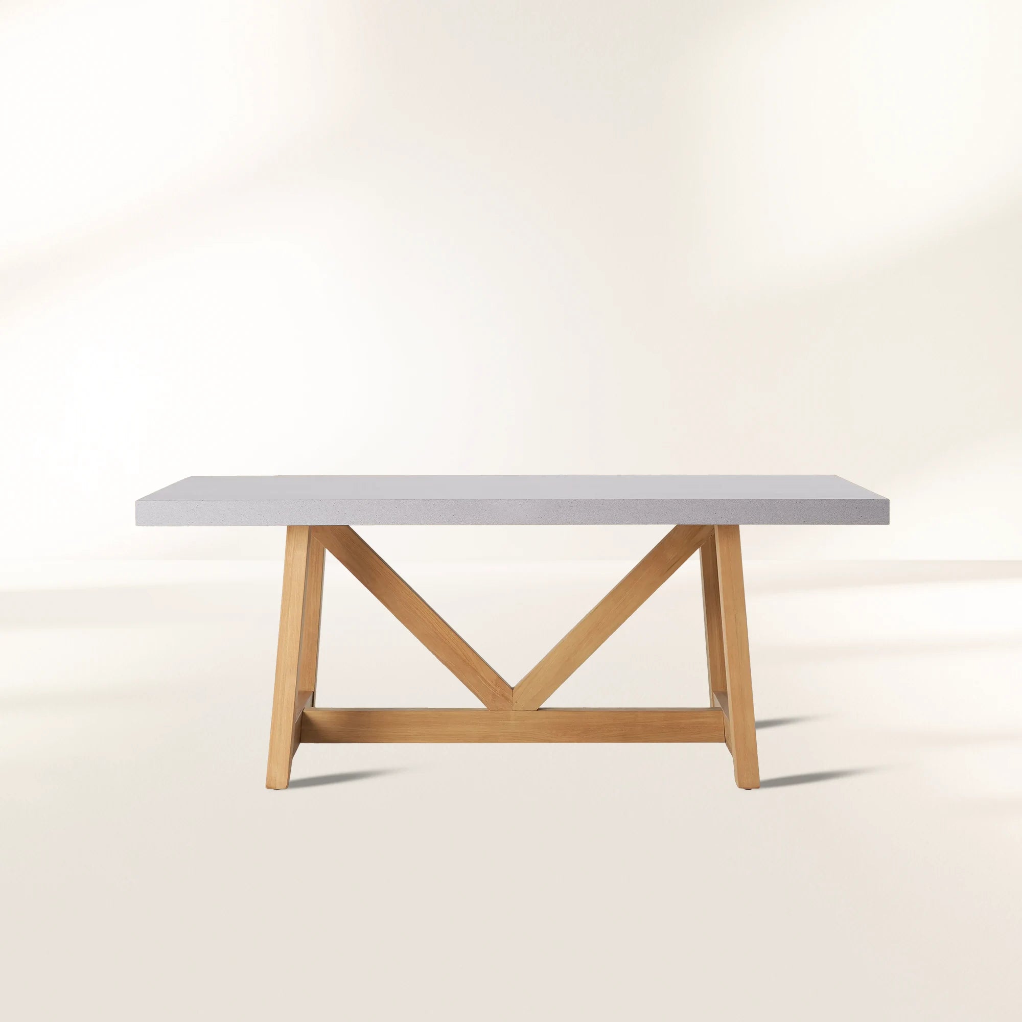 Outdoor Dining Table with Stone Top French Beam Base Patio Dining Table