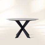 Outdoor Round Dining Table with Stone Top Apex X-Base