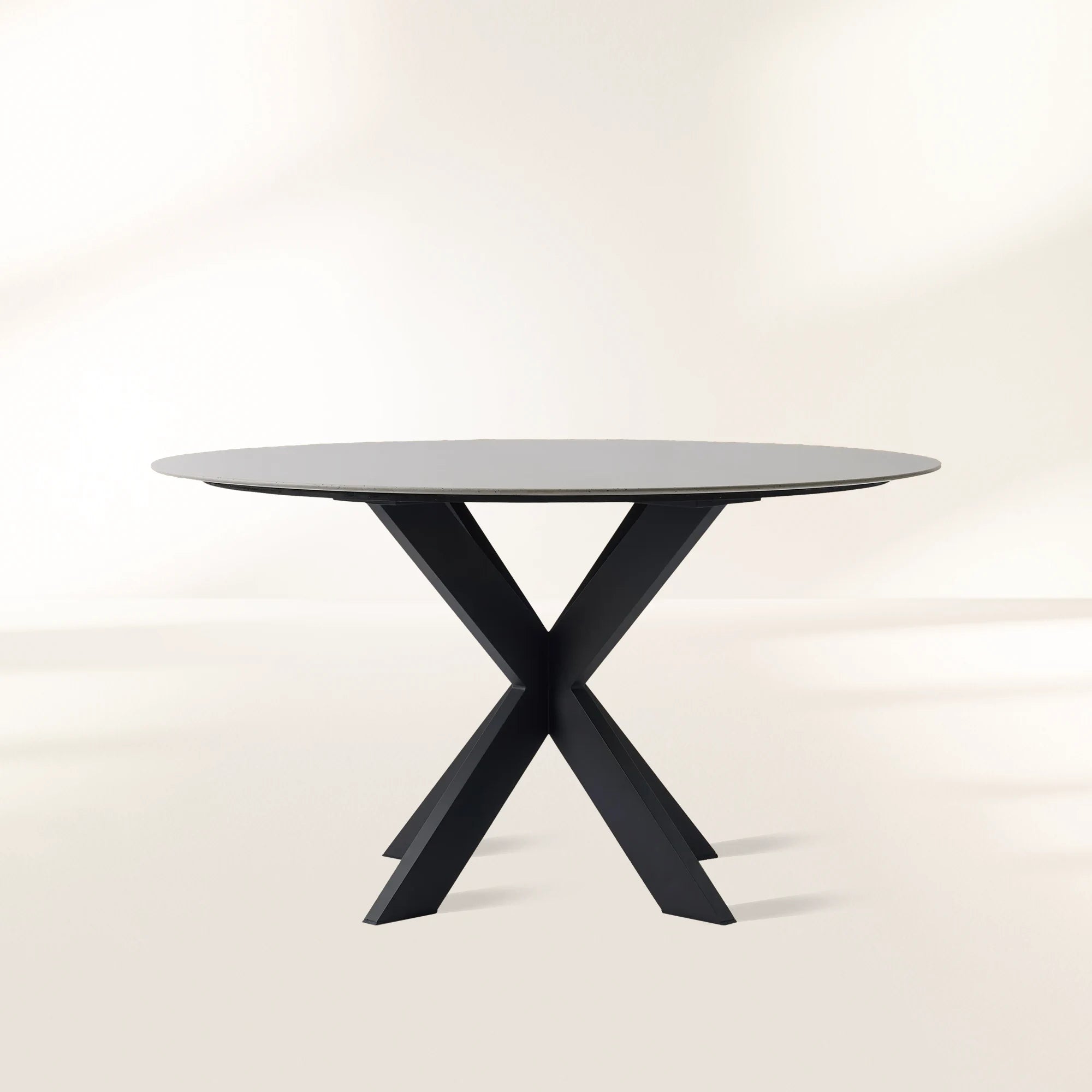Outdoor Round Dining Table with Stone Top Apex X-Base