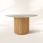 Beaumont Outdoor Teak Round Dining Table with Sintered Stone Top Grade-A Teak Base