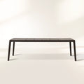 Puglia Outdoor Aluminum Dining Table with Slatted Top Rectangular Modern Outdoor Dining Table