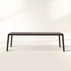 Puglia Outdoor Aluminum Dining Table with Slatted Top Rectangular Modern Outdoor Dining Table