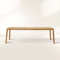 Outdoor Round Dining Table with Slatted Top Launette Base Puglia Solid Teak Outdoor Dining Table
