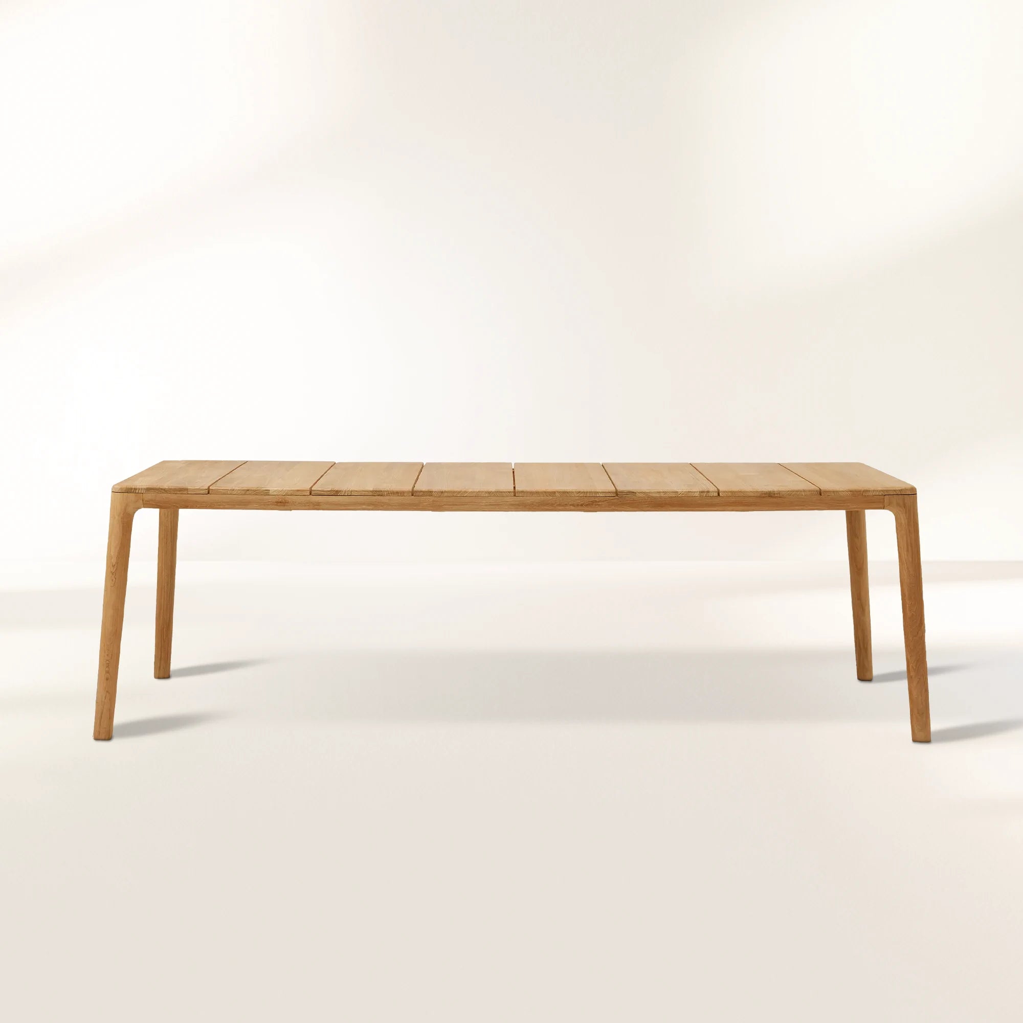 Outdoor Round Dining Table with Slatted Top Launette Base Puglia Solid Teak Outdoor Dining Table