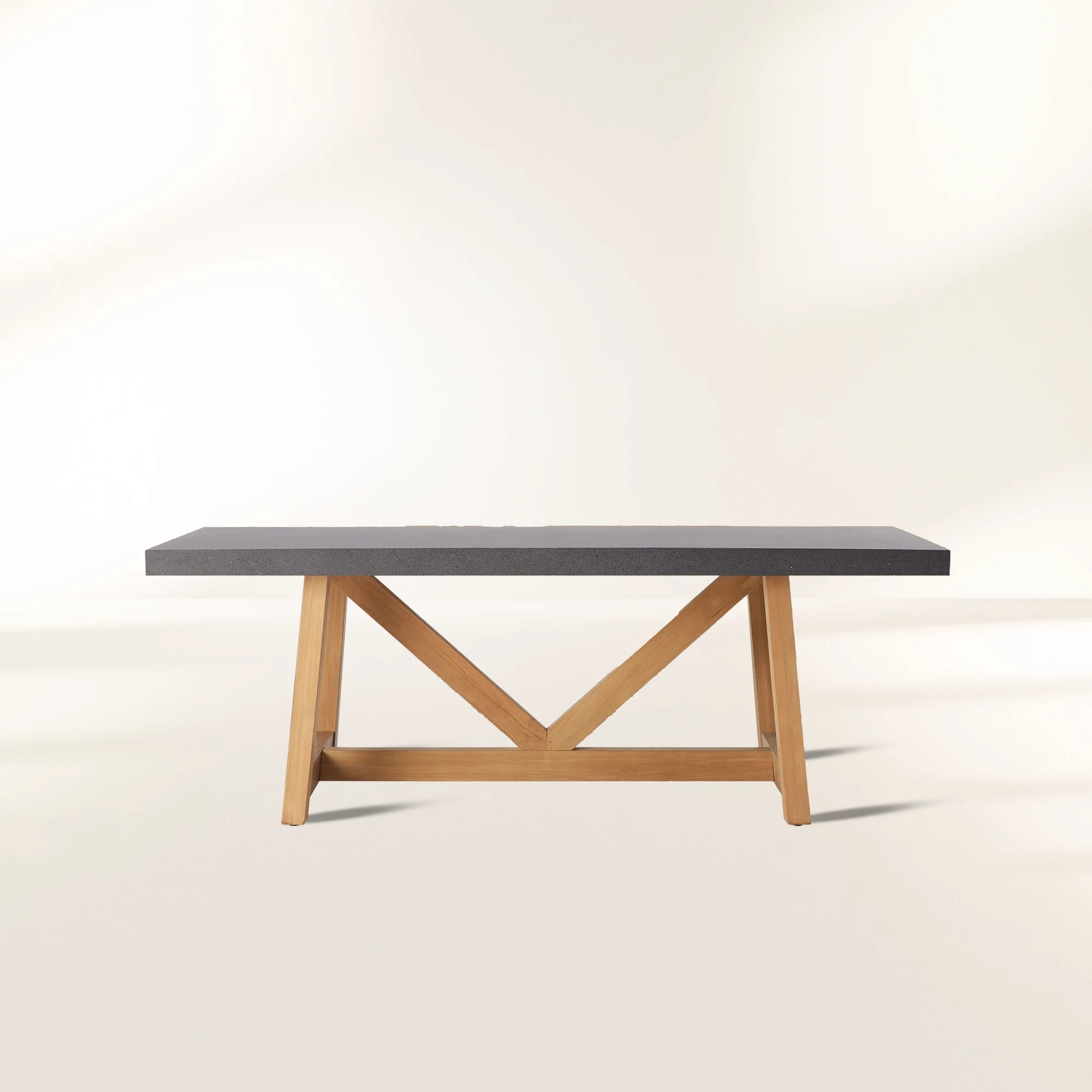 Outdoor Dining Table with Stone Top French Beam Base Patio Dining Table